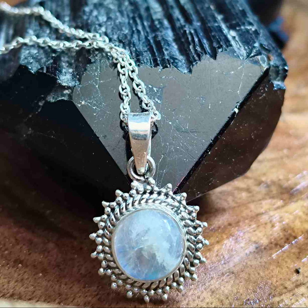 925 Sterling Silver Frame Moonstone Pendant