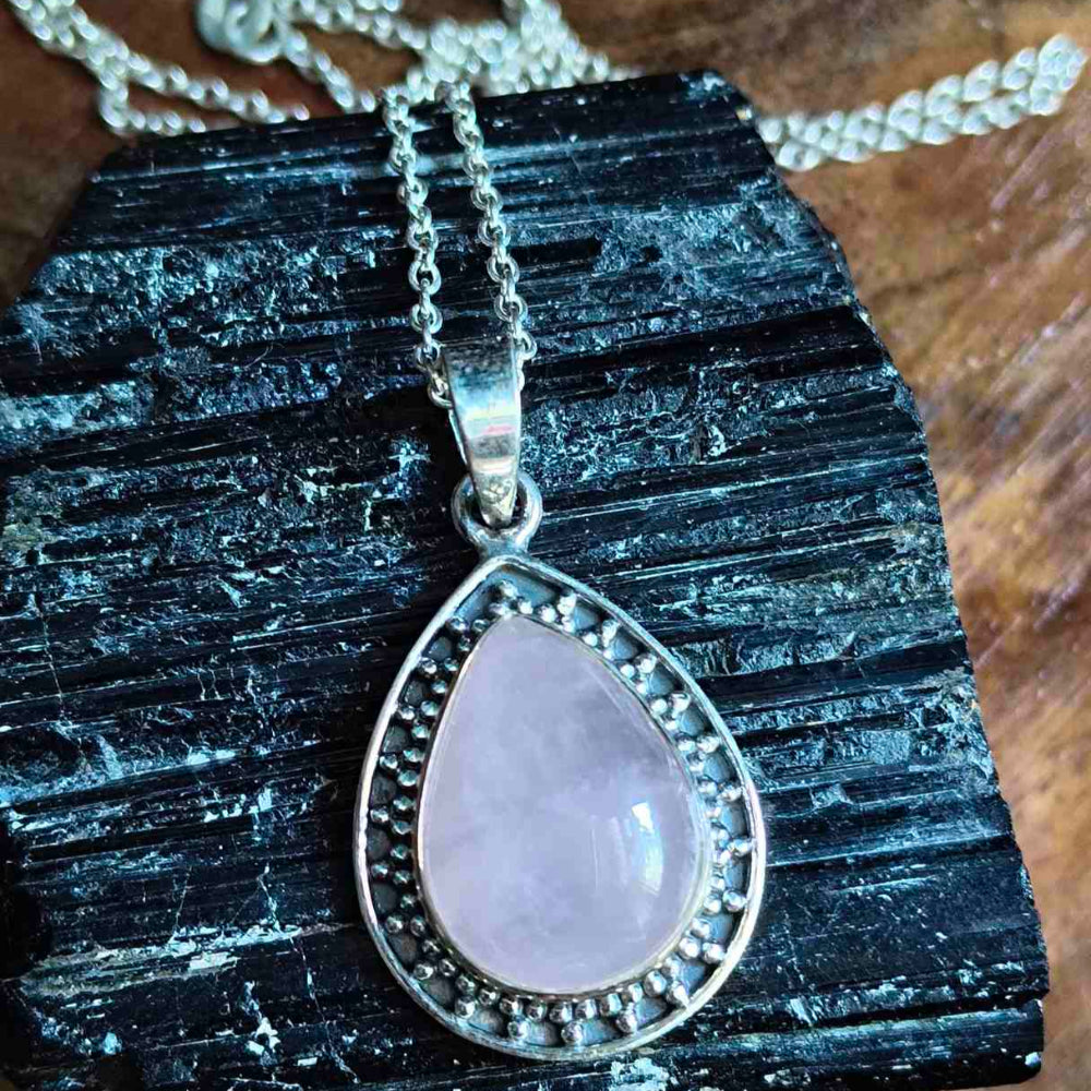 92.5 Sterling Silver Frame Rose Quartz Pendant