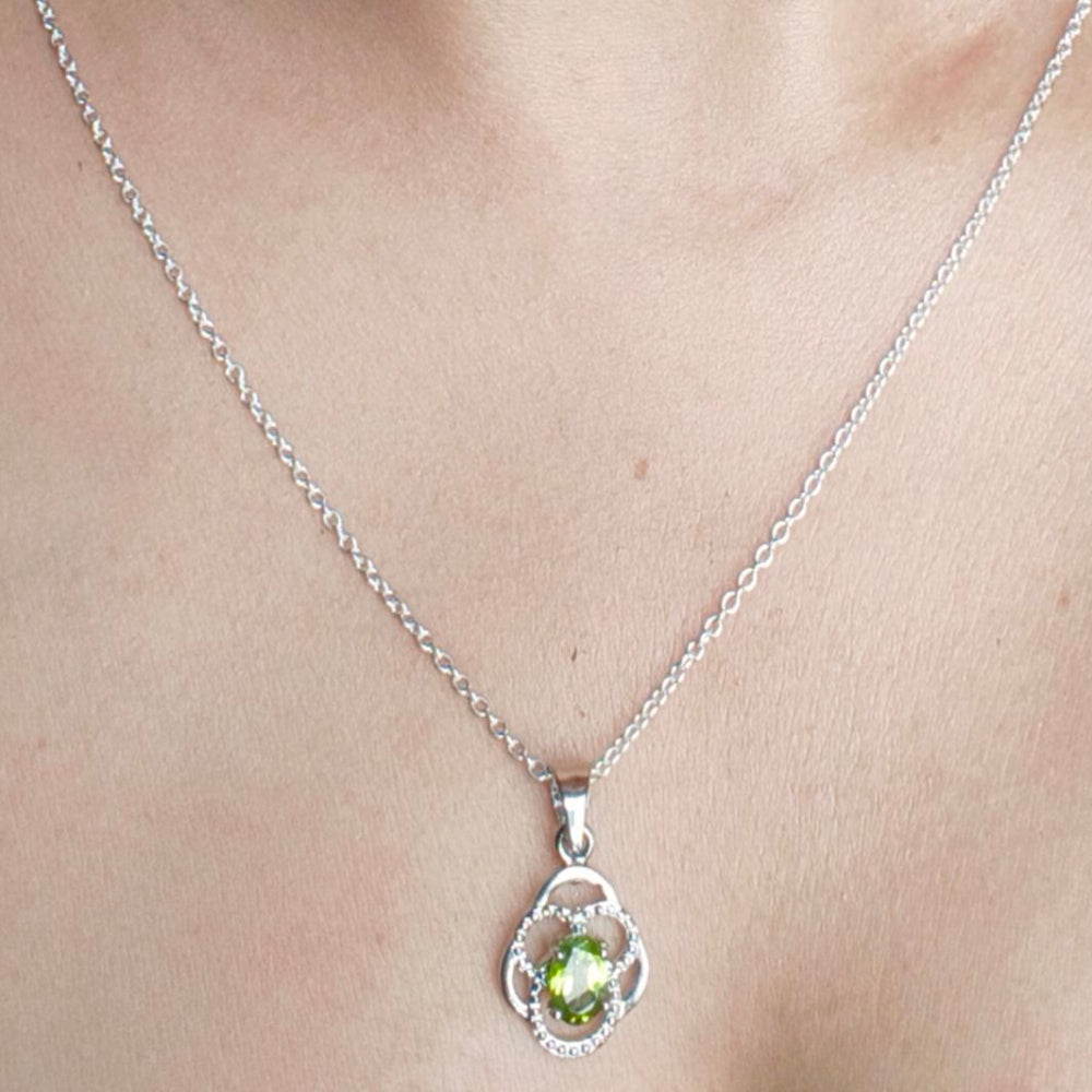 92.5 Sterling Silver Pendant With Green Peridot