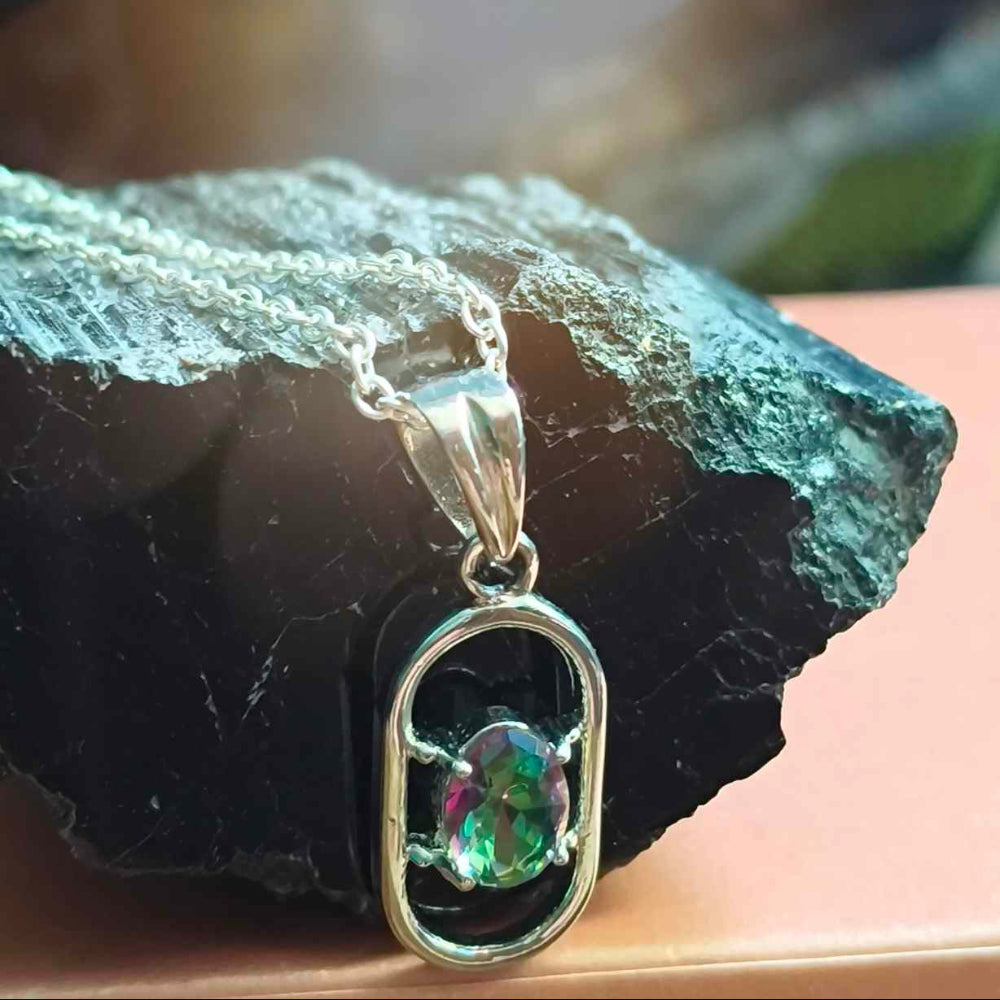 92.5 Sterling Silver Pendant With Mystic Topaz