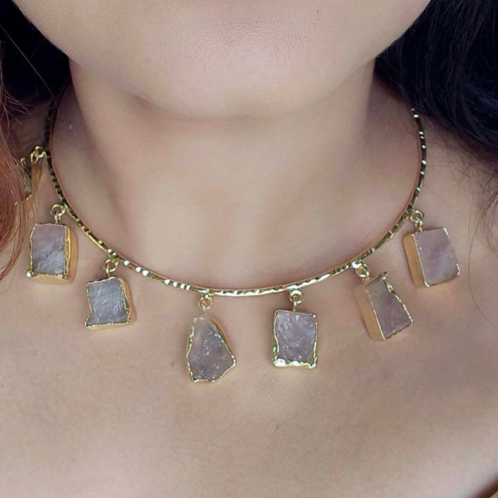 Rose Quartz 18k gold plated Necklace