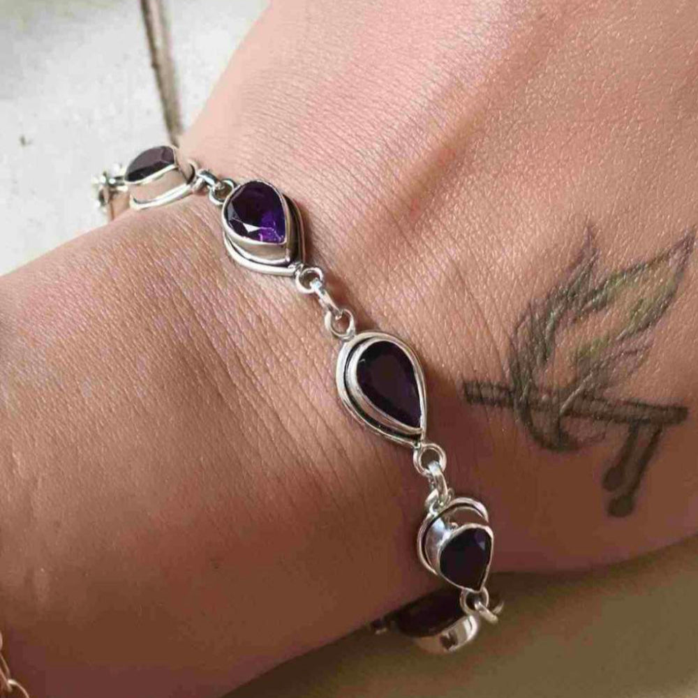 925 Sterling Silver Amethyst gemstone Bracelet