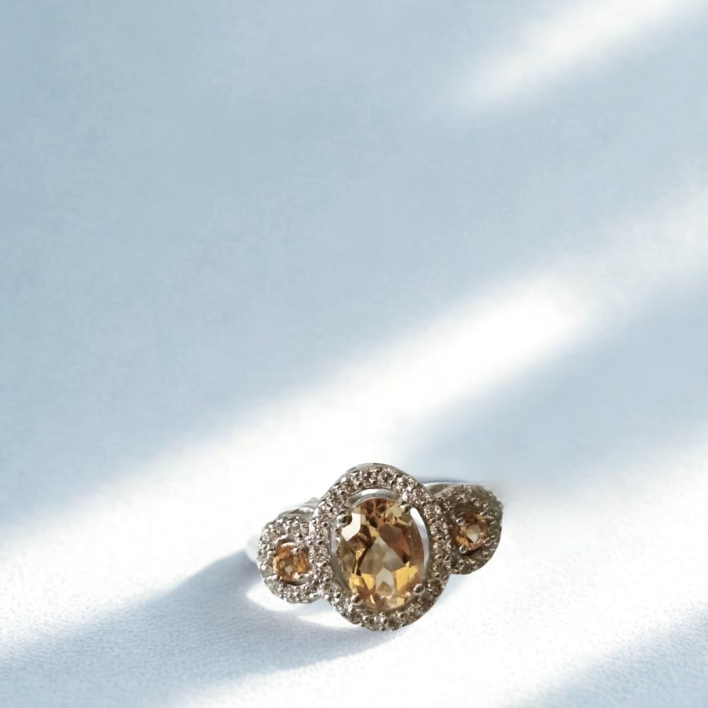 Golden Topaz Gemstone 925 Silver Ring