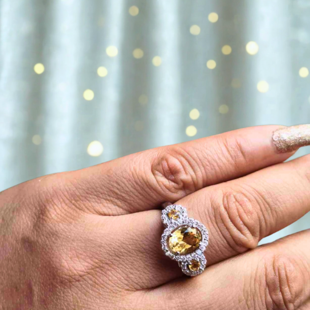 Golden Topaz Gemstone 925 Silver Ring