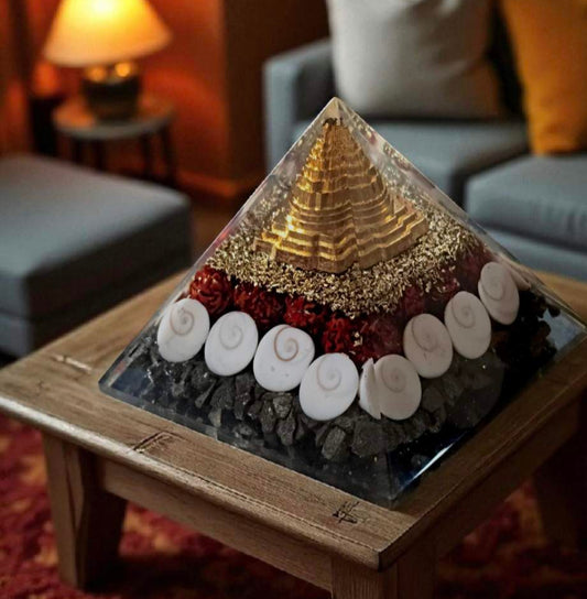 Pyrite Orgonite Gomti Laxmi Yantra Pyramid