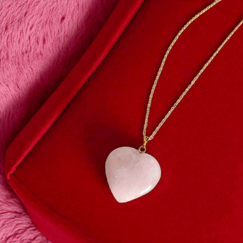 Rose Quartz Heart pendant with 18k Gold plated chain