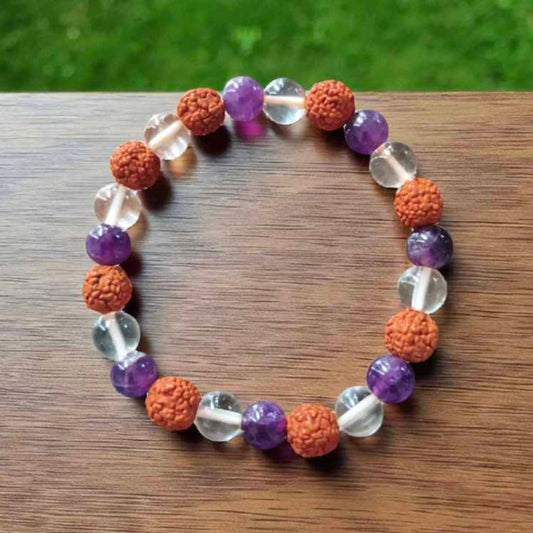 Natural Amethyst Master healer Rudraksha Bracelet