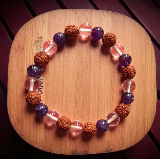 Natural Amethyst Master healer Rudraksha Bracelet