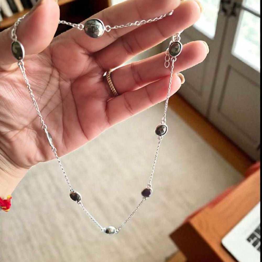 Pyrite gemstone necklace 925 Silver necklace