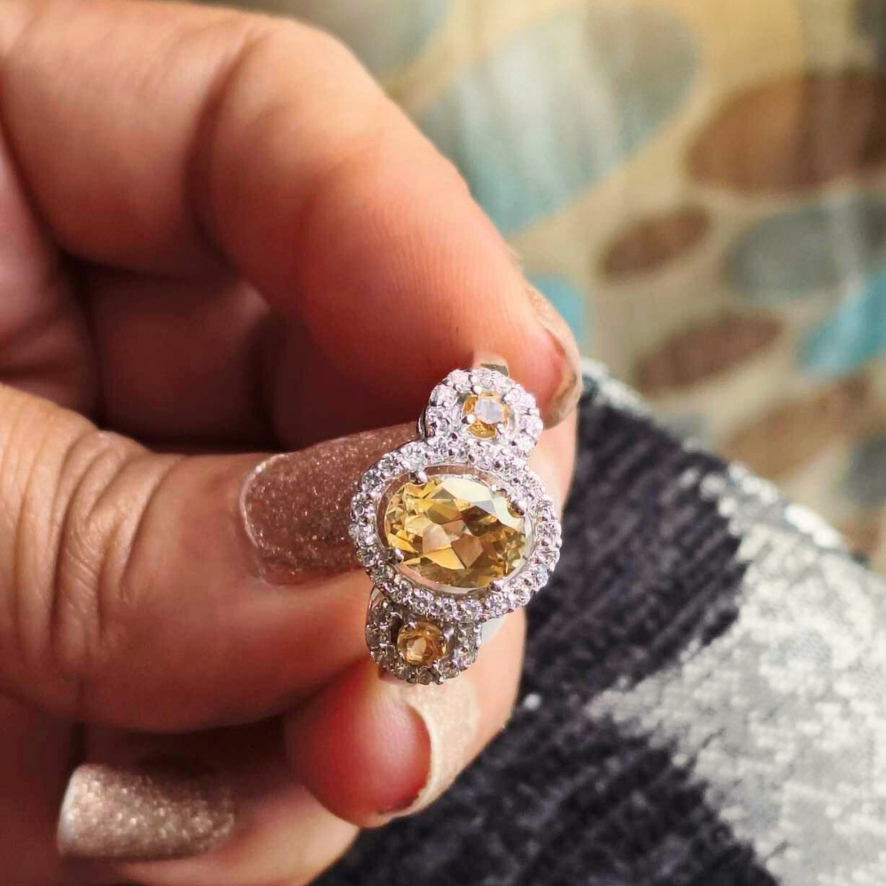 Golden Topaz Gemstone 925 Silver Ring