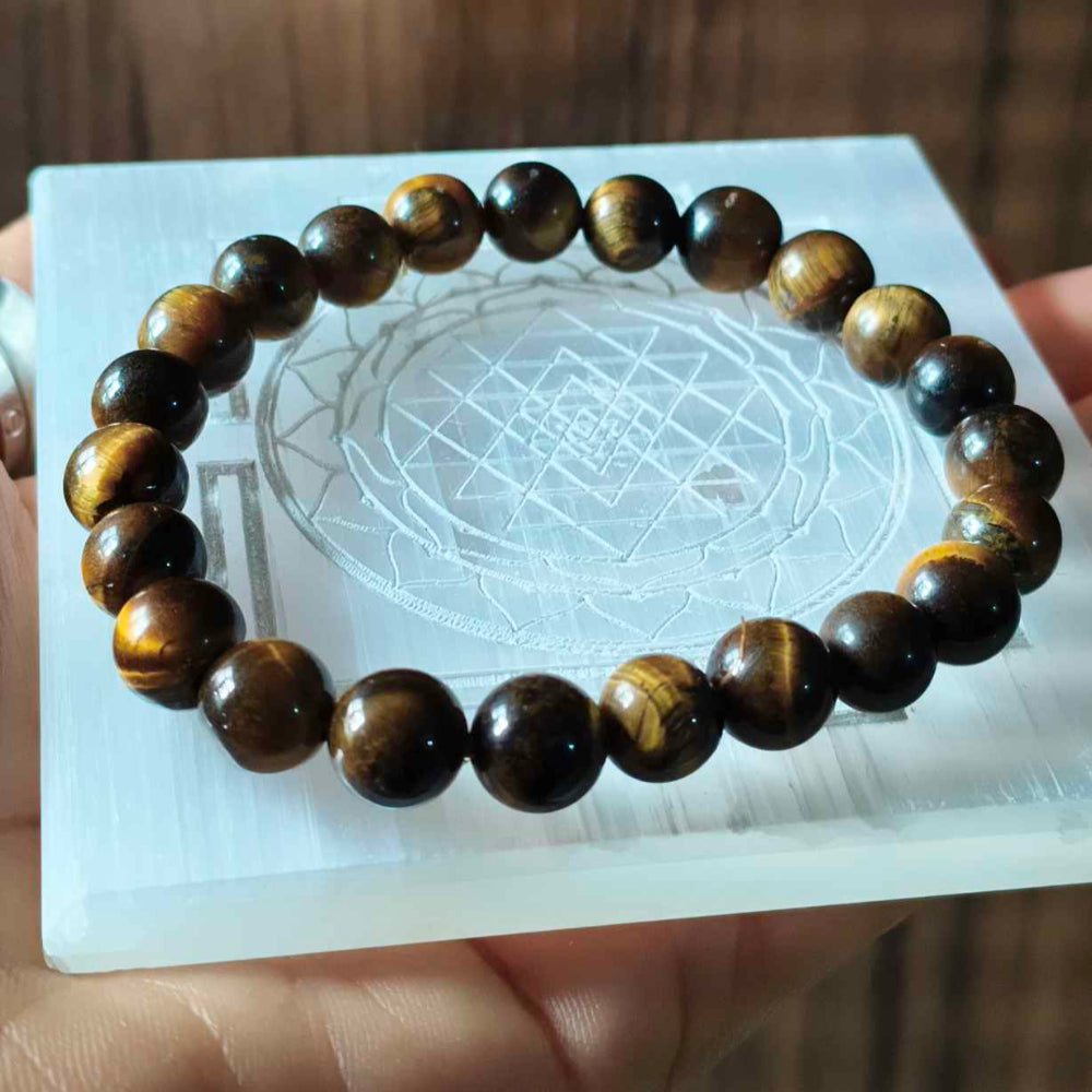 Natural Selenite Charging Plate with Sri graved yantra