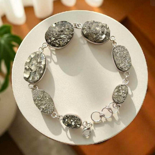 German Silver Pyrite chain Bracelet