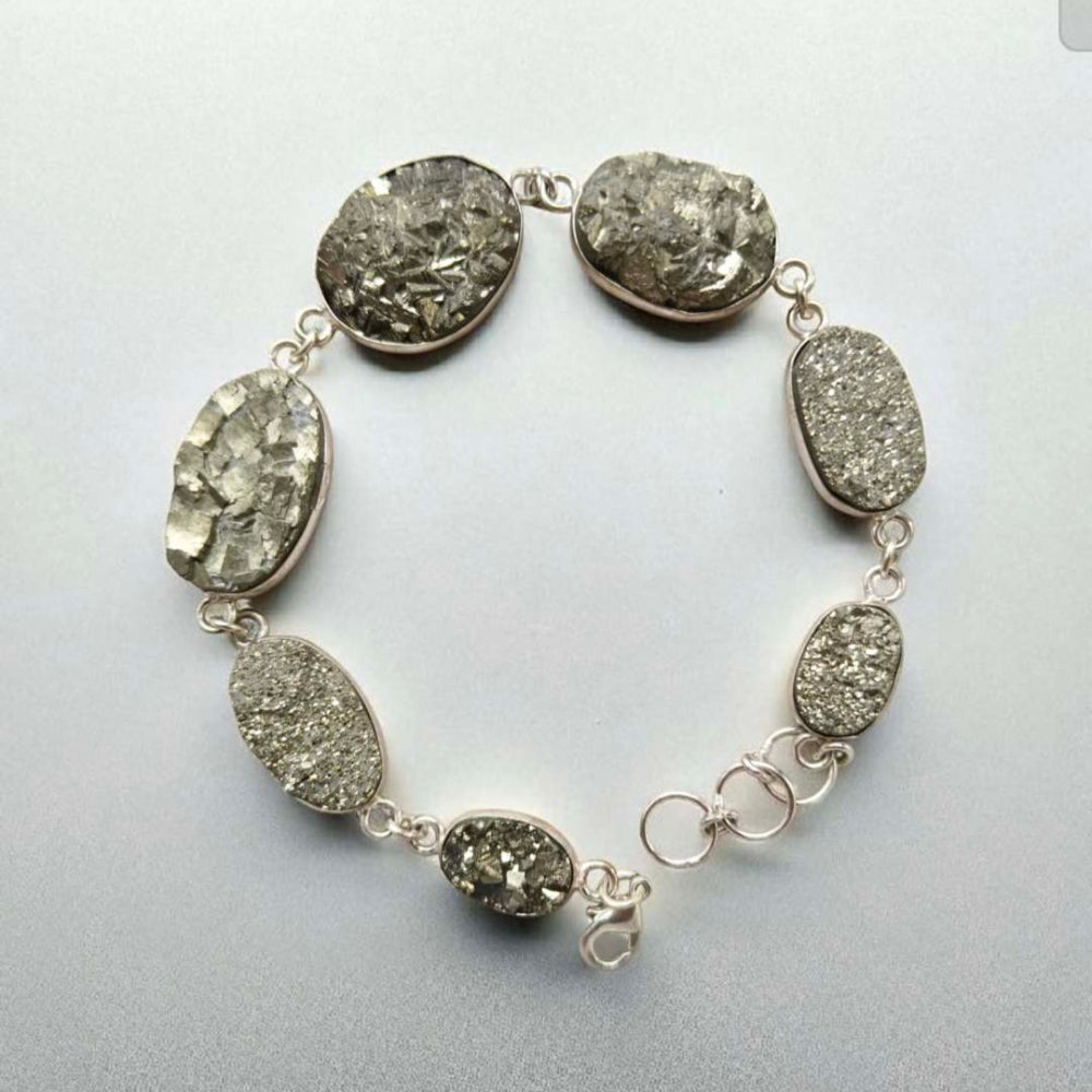 German Silver Pyrite chain Bracelet