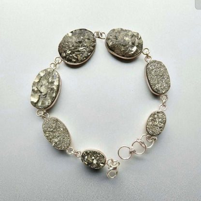 German Silver Pyrite chain Bracelet