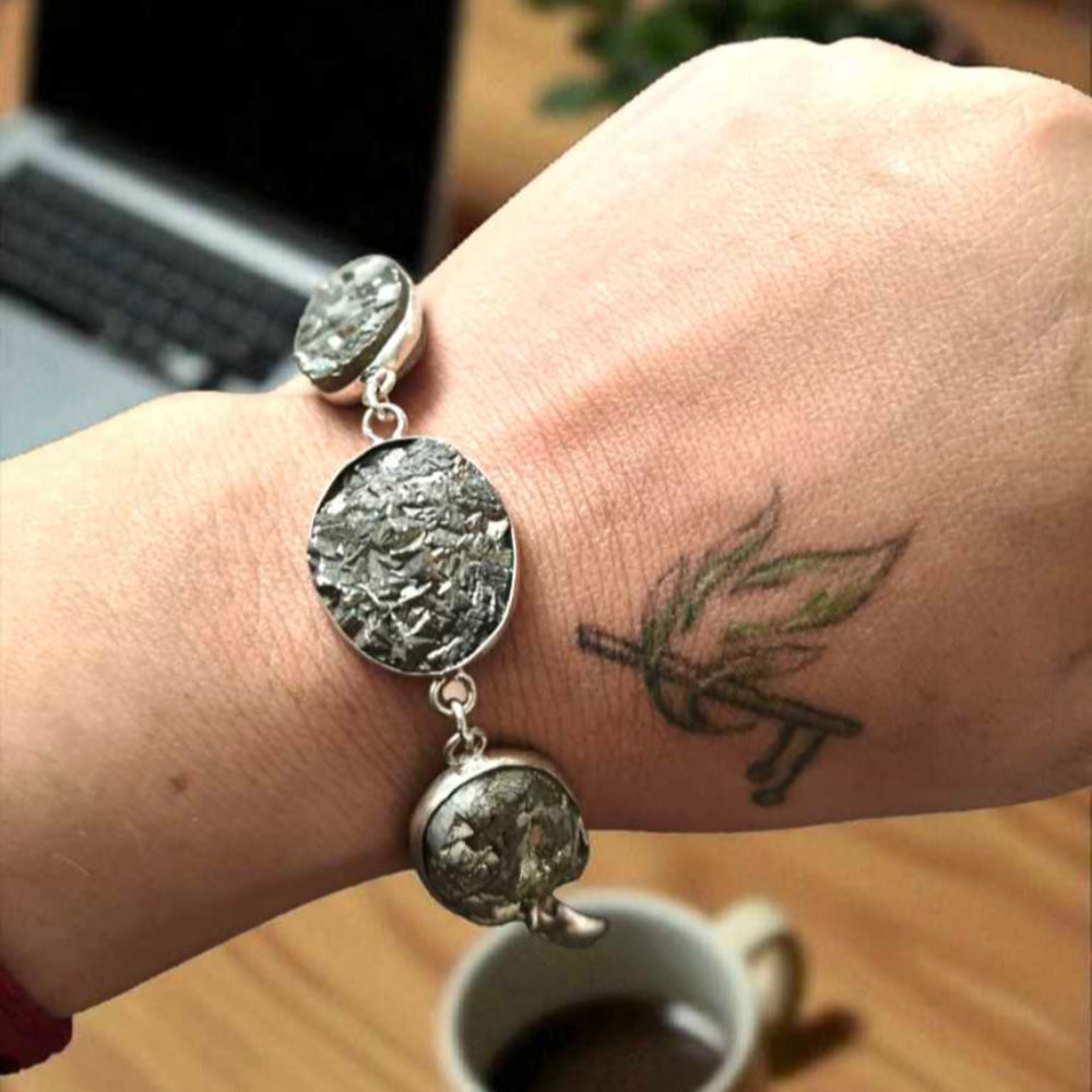 German Silver Pyrite chain Bracelet