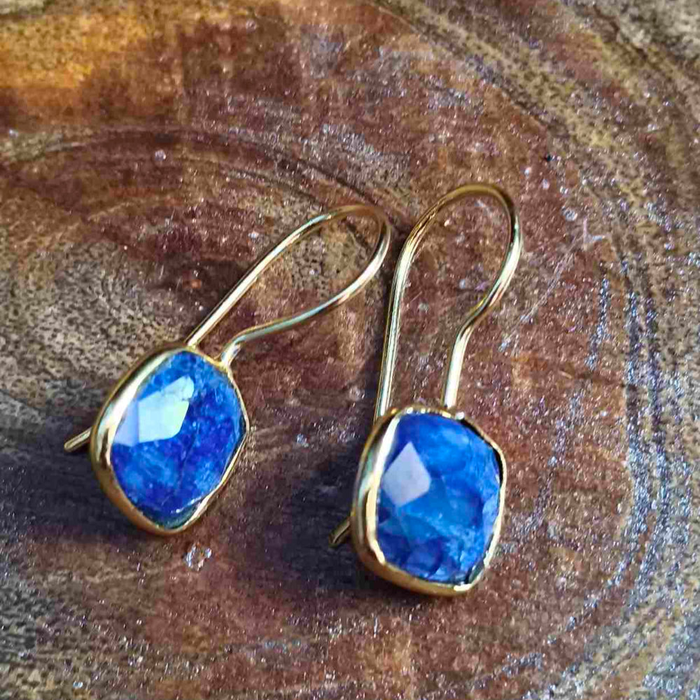 18k gold plated Lapis Lazuli Square drop Earing