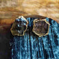 18K Gold Plated Smoky Quartz Gemstone Ear Stud