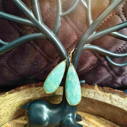18K Gold Plated Amazonite Gemstone Teardrop Earing