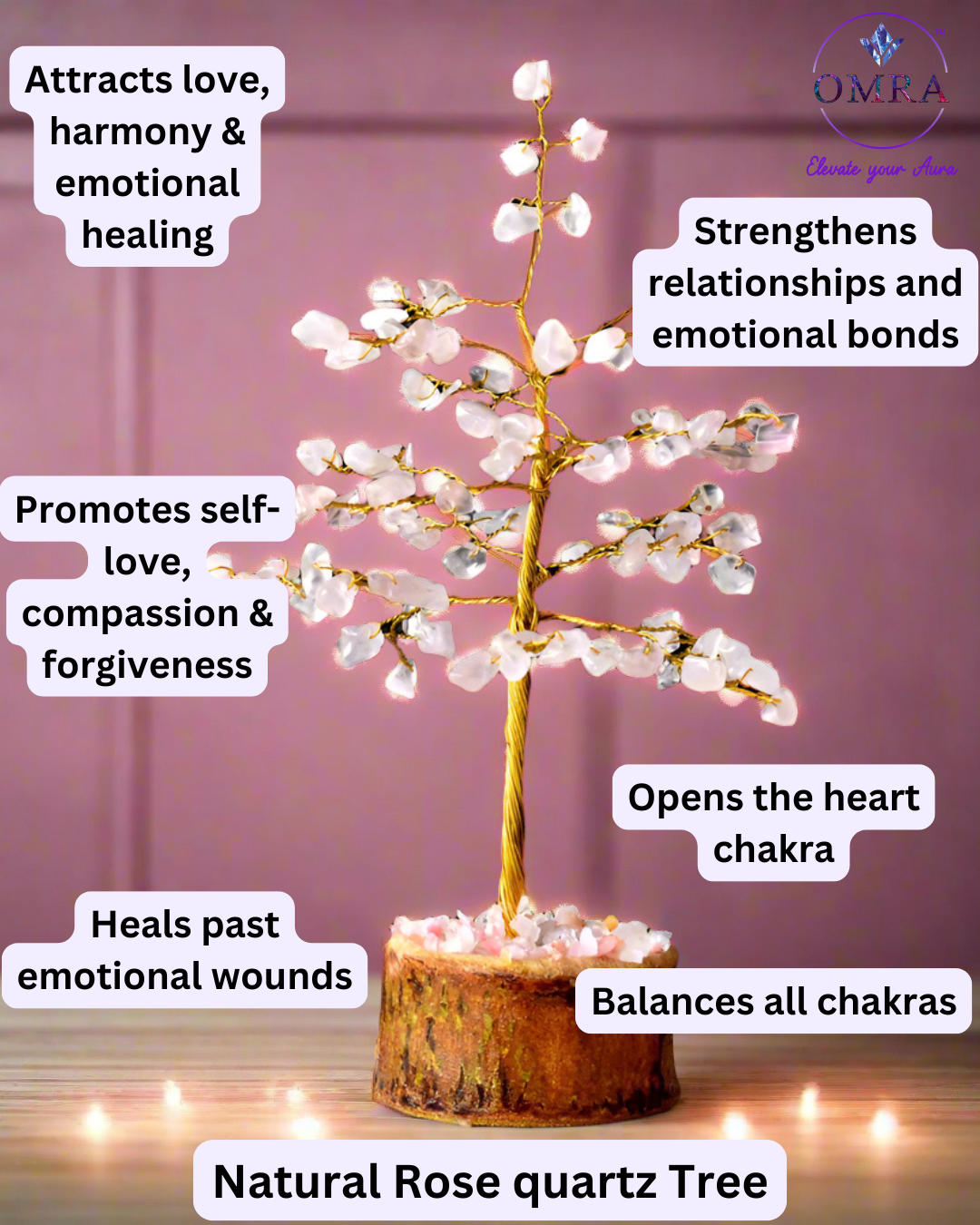 Natural Rose Quartz Tree 6 inch