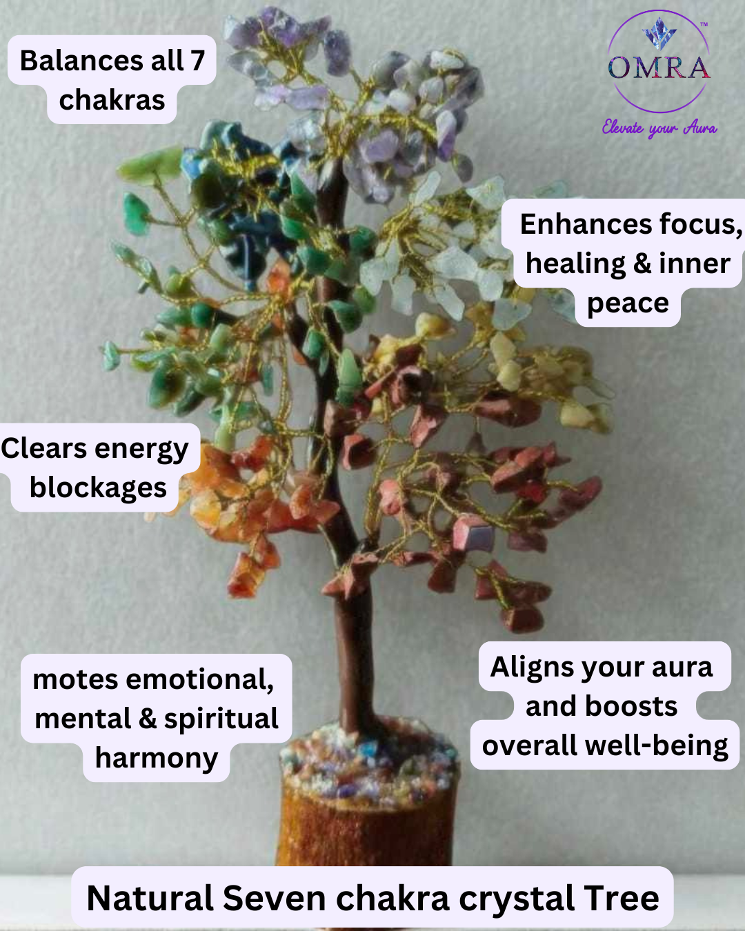 Natural Seven Chakra Crystal Tree (10-Inch)
