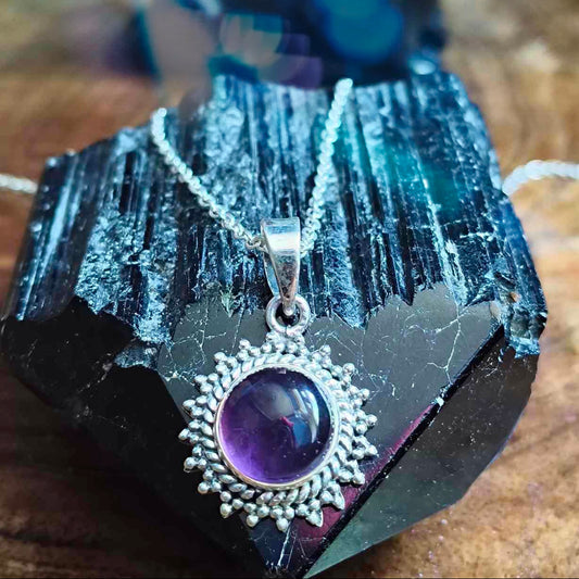 92.5 Sterling Silver Frame Amethyst Gemstone Pendant