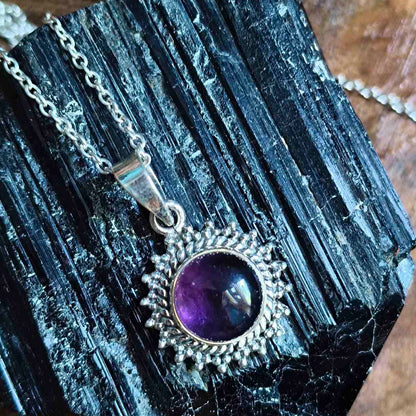 92.5 Sterling Silver Frame Amethyst Gemstone Pendant
