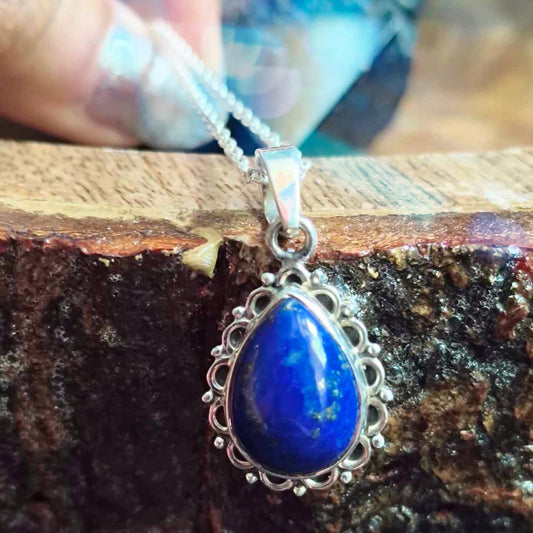 92.5 Sterling Silver Frame Lapis Lazuli Pendant
