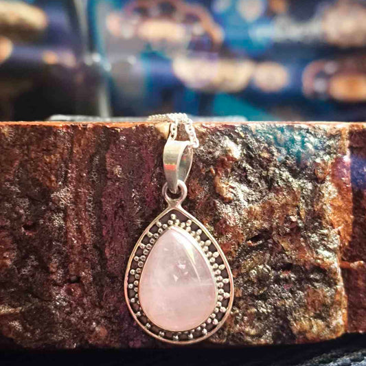 92.5 Sterling Silver Frame Rose Quartz Pendant