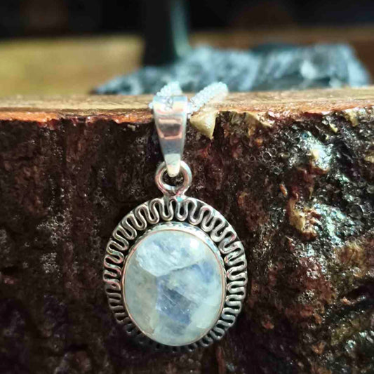 92.5 Sterling Silver Framed Moonstone Pendant