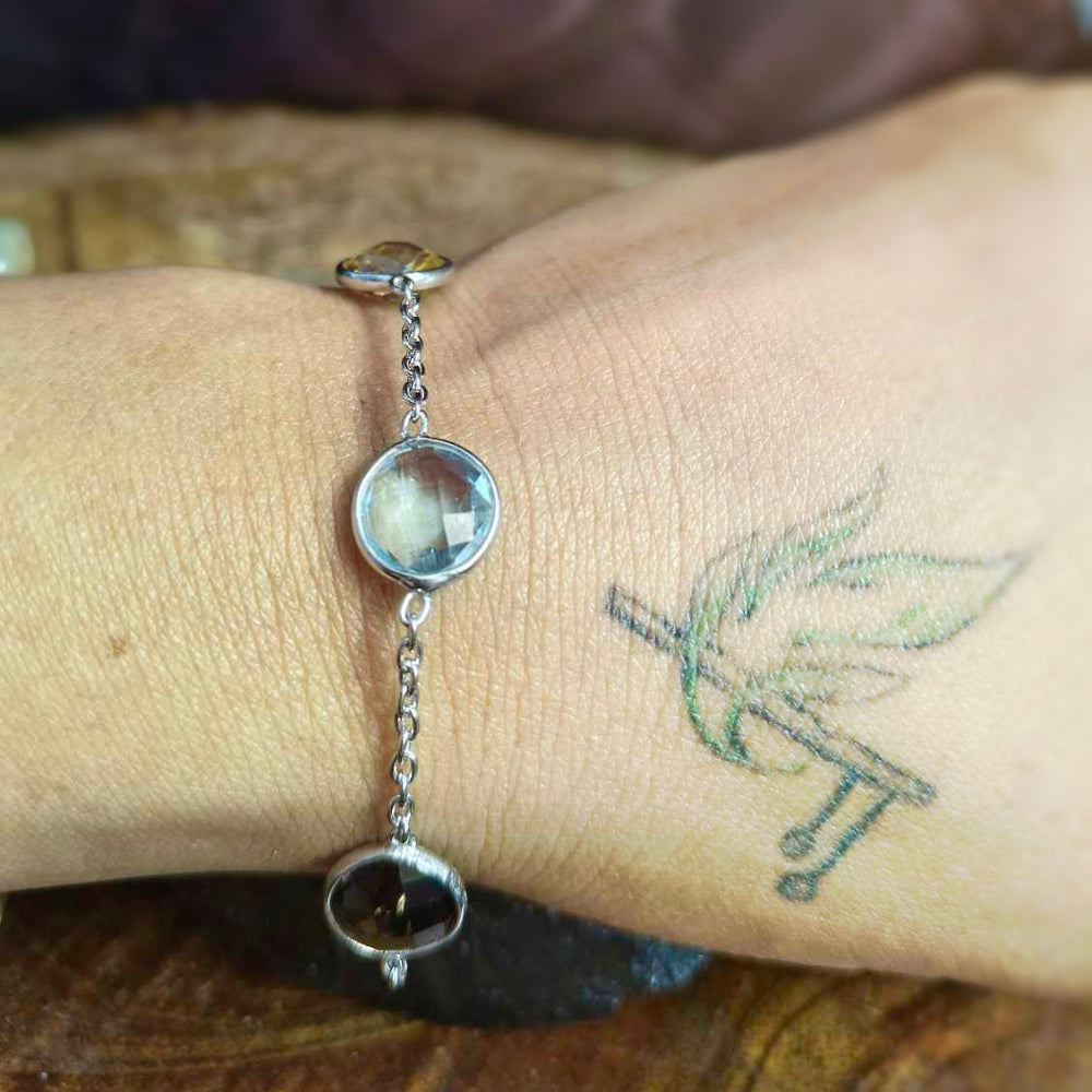 92.5 Sterling Silver Multi Stones Bracelet
