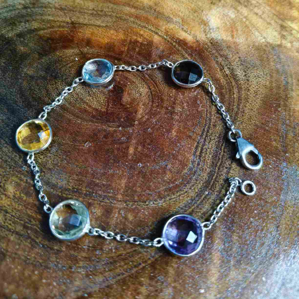 92.5 Sterling Silver Multi Stones Bracelet