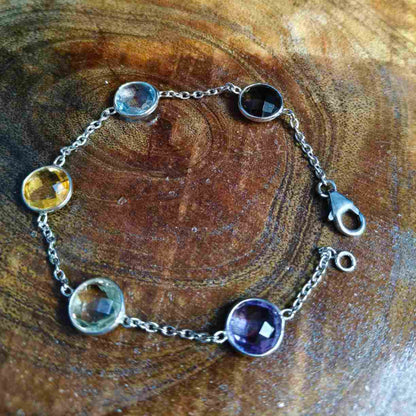92.5 Sterling Silver Multi Stones Bracelet