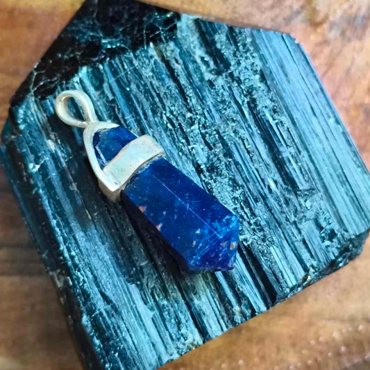 92.5 Sterling Silver Pencil Lapis Lazuli stone Pendant