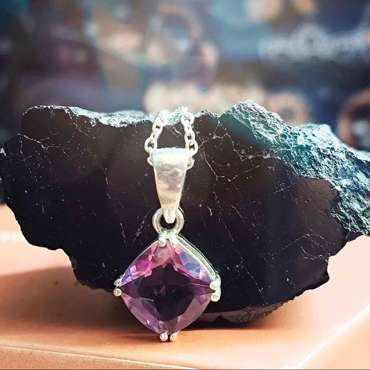 92.5 Sterling Silver Pendant With Amethyst Stone