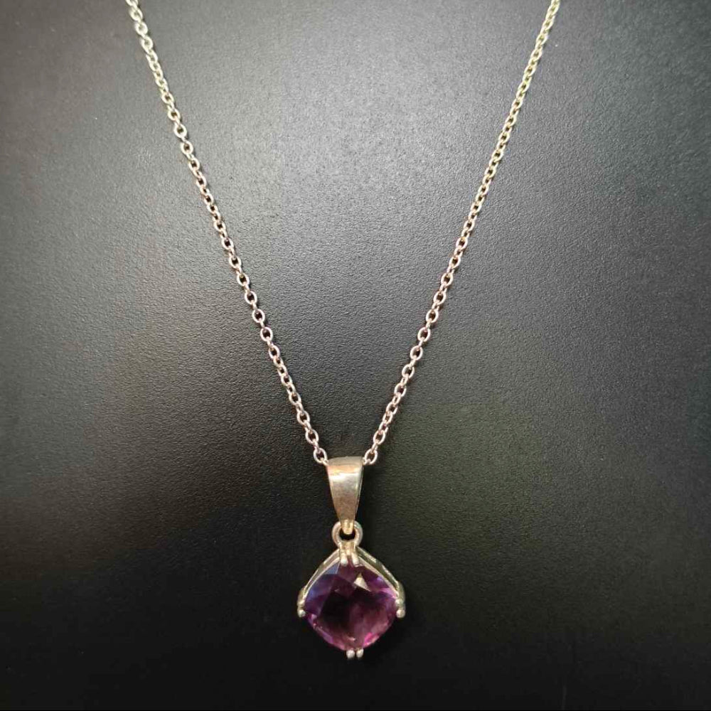 92.5 Sterling Silver Pendant With Amethyst Stone