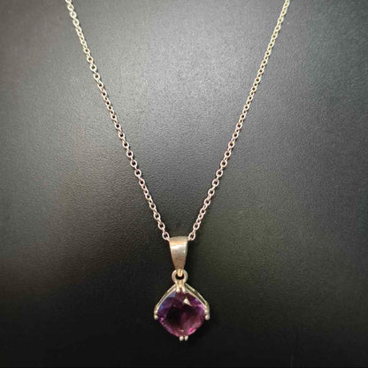 92.5 Sterling Silver Pendant With Amethyst Stone