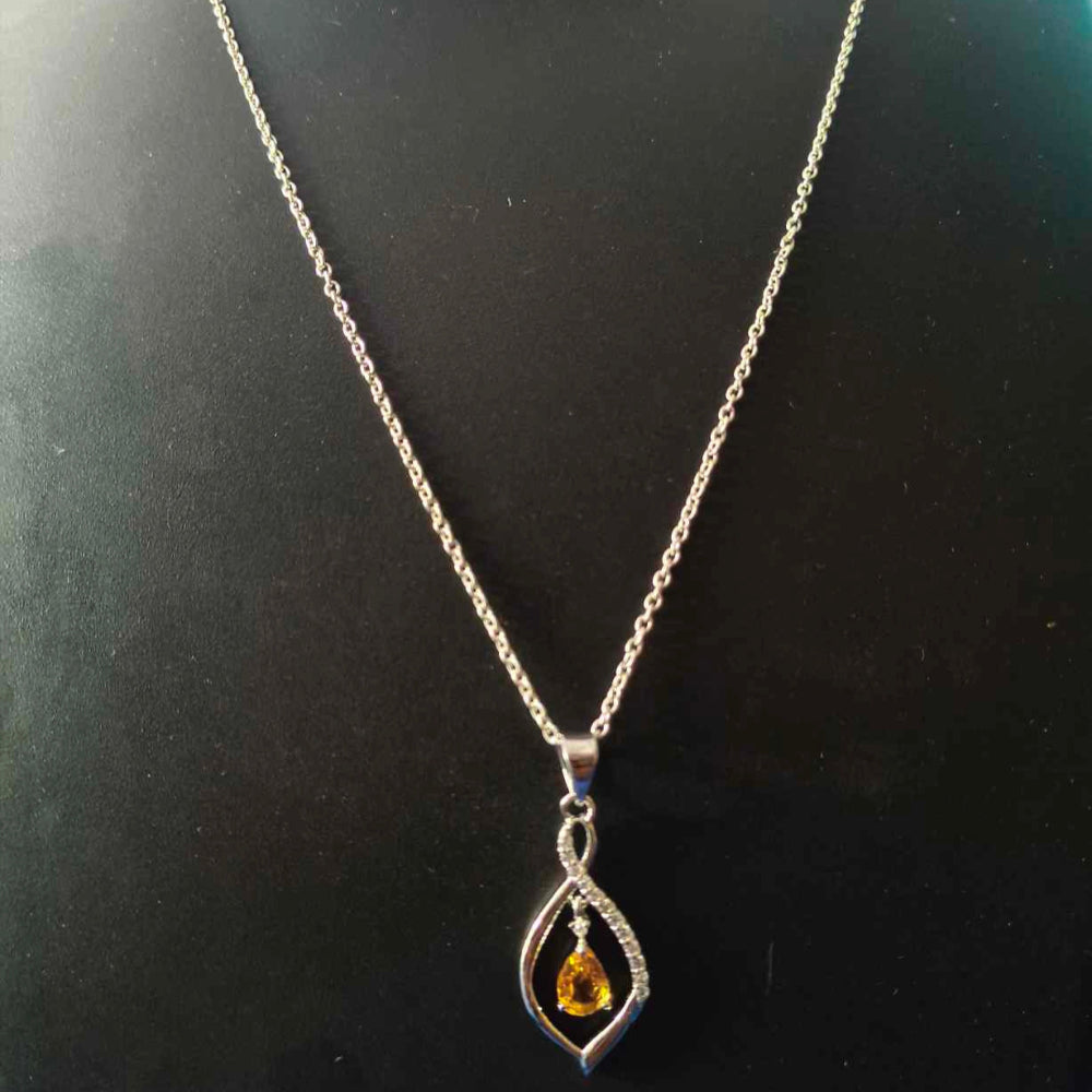 92.5 Sterling Silver Citrine Gemstone Pendant