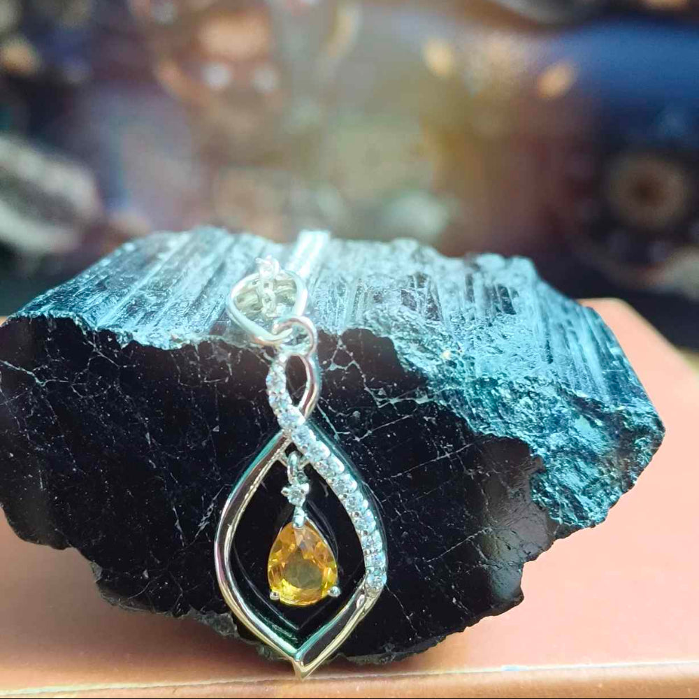 92.5 Sterling Silver Citrine Gemstone Pendant