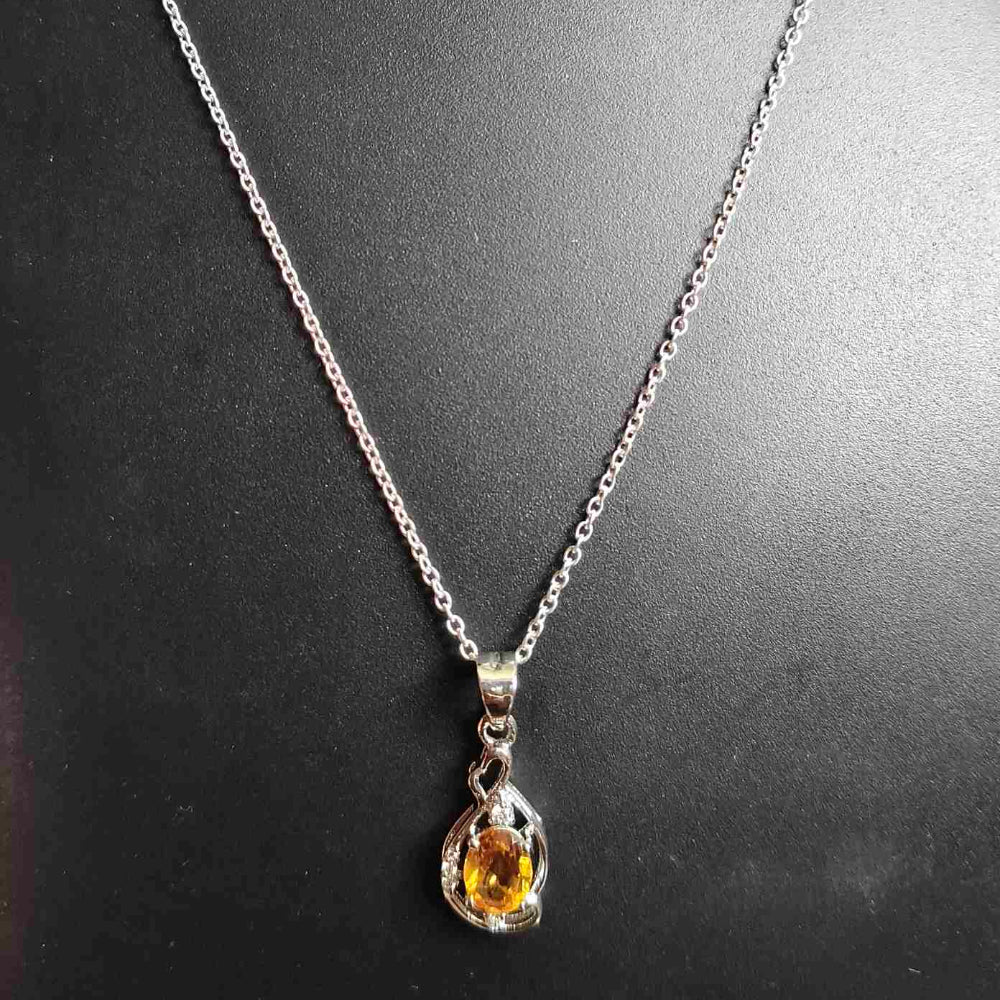 92.5 Sterling Silver Pendant With Cubic Citrine Gemstone
