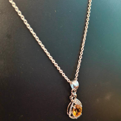 92.5 Sterling Silver Pendant With Cubic Citrine Gemstone
