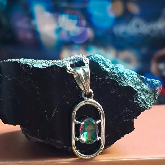 92.5 Sterling Silver Pendant With Mystic Topaz
