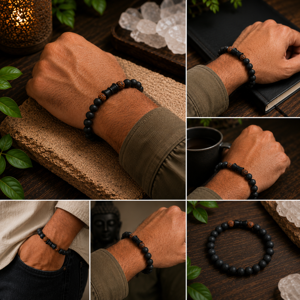 Karungali Rudraksha Crystal Bracelet