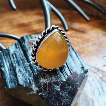 Citrine Gemstone German Silver Adjustable Ring