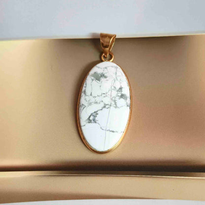 Howlite Stone 18K Gold Plated Gemstone Pendant
