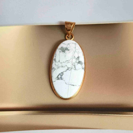 Howlite Stone 18K Gold Plated Gemstone Pendant