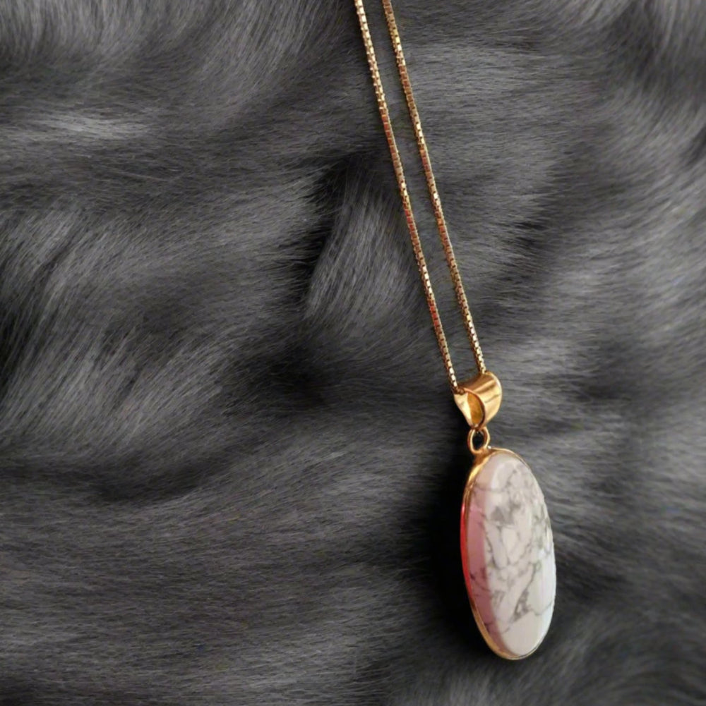 Howlite Stone 18K Gold Plated Gemstone Pendant