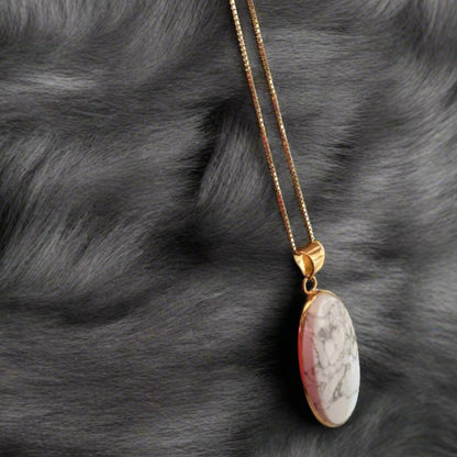 Howlite Stone 18K Gold Plated Gemstone Pendant