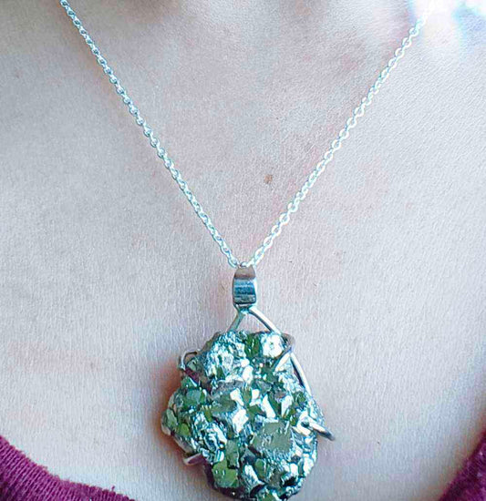 Powerful Natural Raw Pyrite Stone Pendant