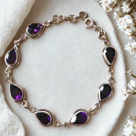 925 Sterling Silver Amethyst gemstone Bracelet