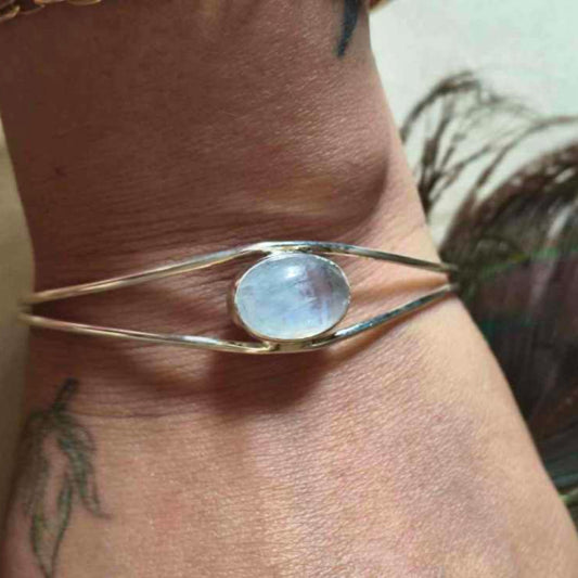 925 Sterling Silver Moonstone bangle Bracelet